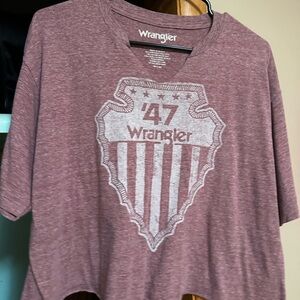 Custom Vintage Wrangler Maroon Logo T-Shirt